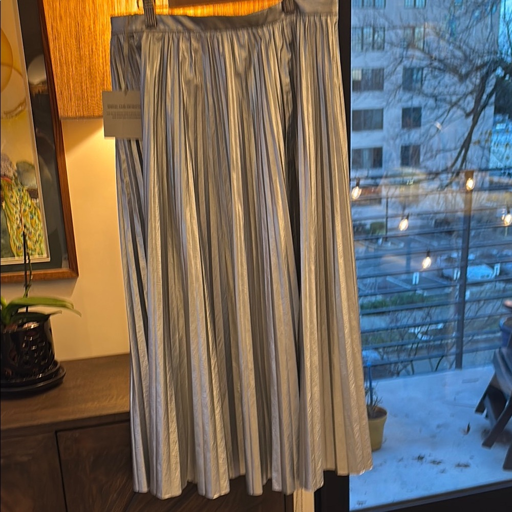 Elegant Silver Pleated Skirt